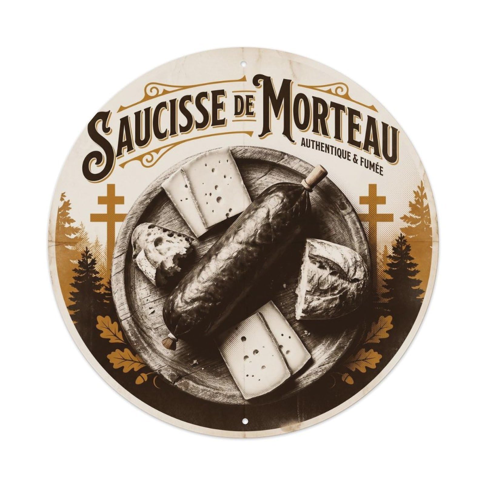 France Morteau Sausage Travel Food Culture Metal Tin Sign