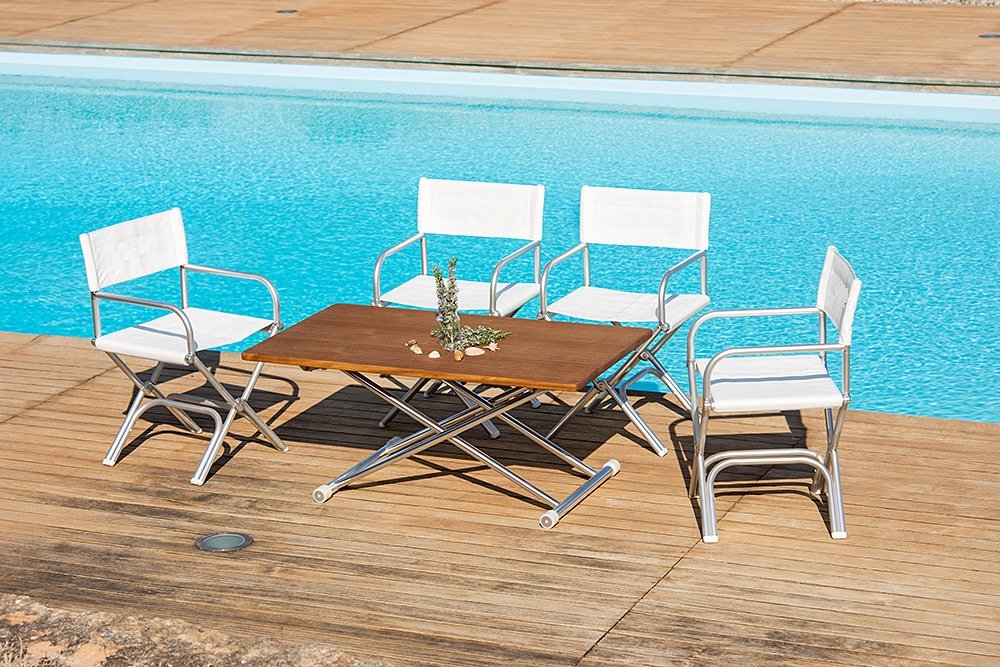 Fauteuil Bateau Régisseur Pliant Vinyl Blanc Chaise Yacht Aluminium A6000VW