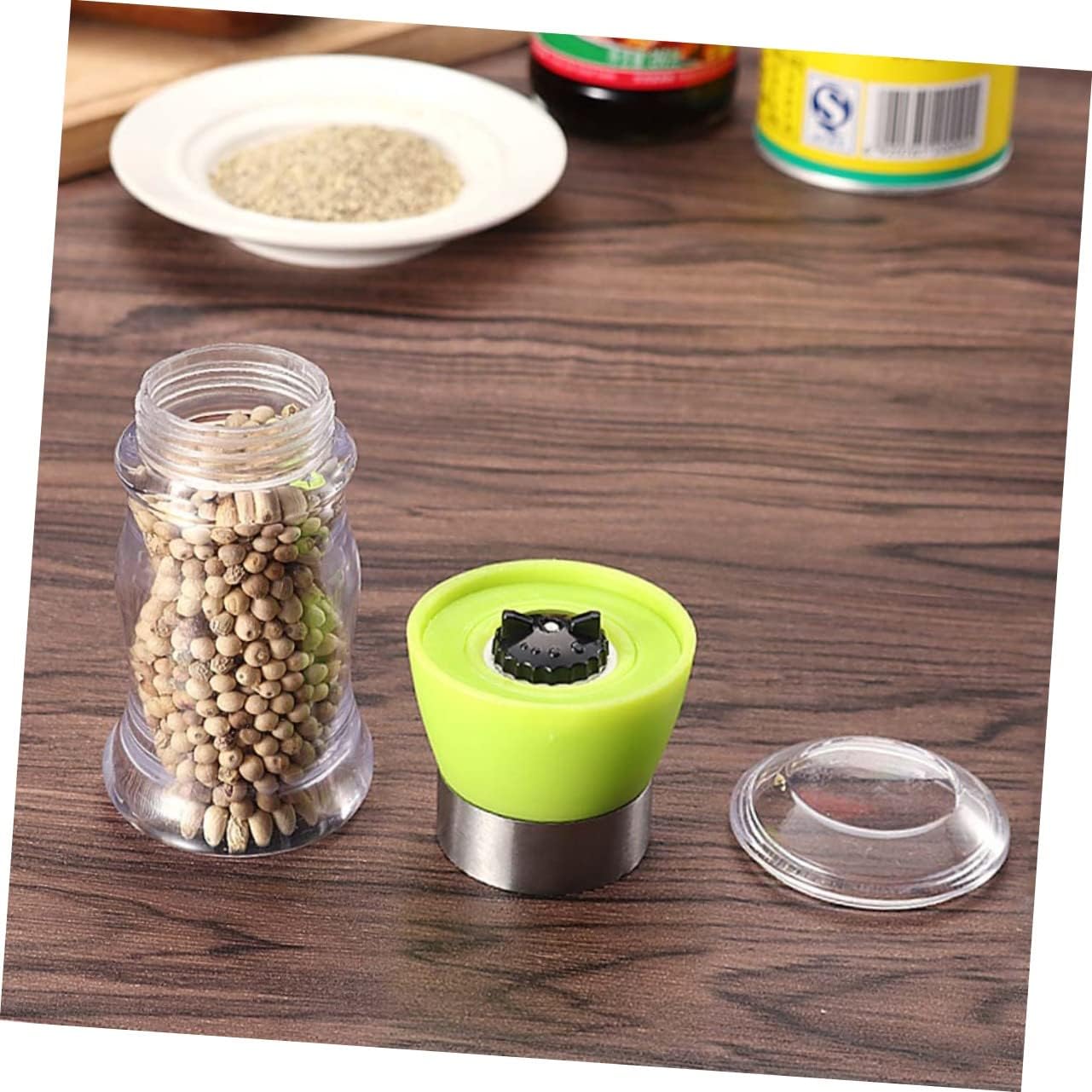 Cabilock 3pcs Manual Pepper Portable Seasoning Mill for Home and Kitchen Use Body Easy to Operate Compact for Travel Random
