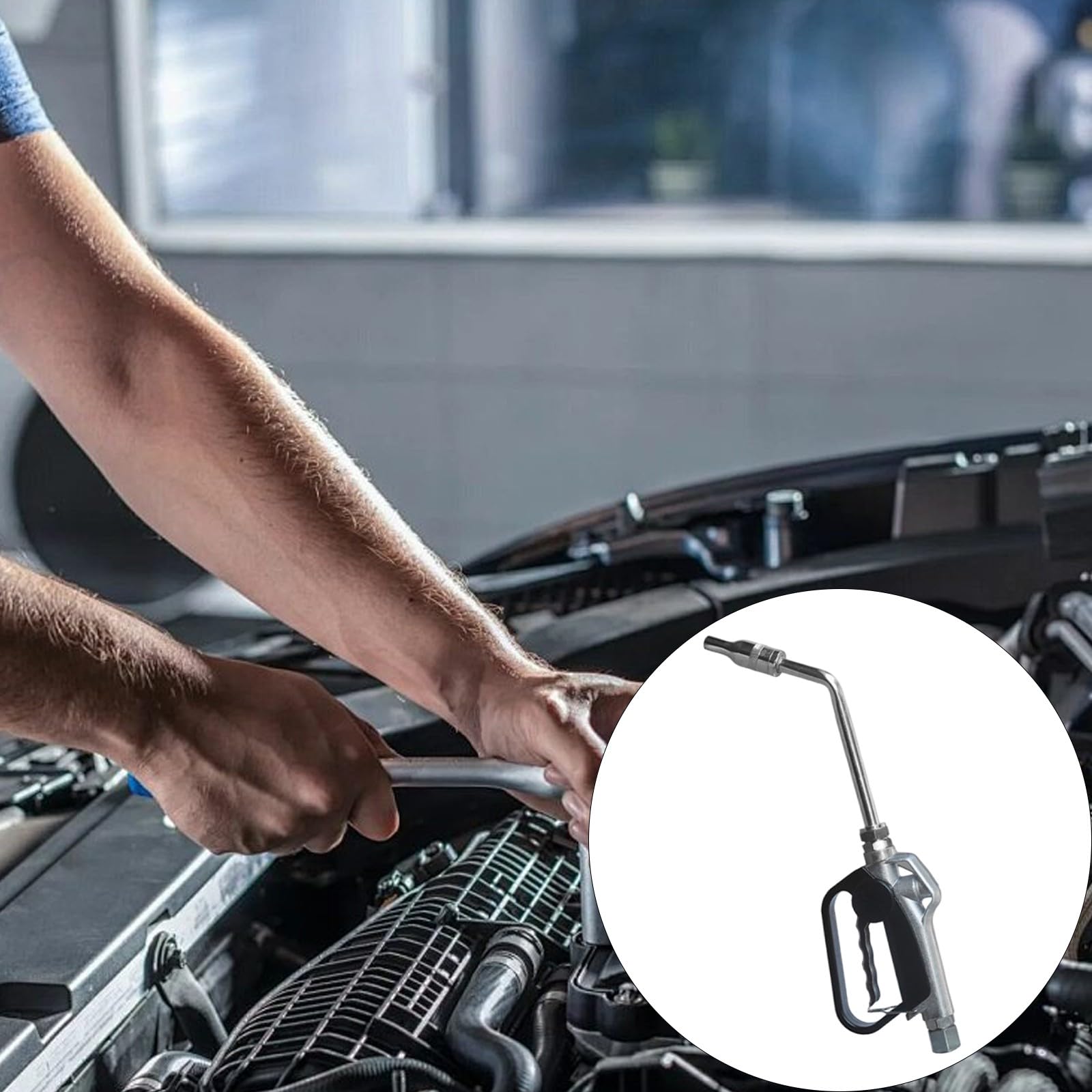 3 Ergonomischer Aluminium Ölspender mit 1/2-Zoll Düse, 150–1500, manuelle Steuerung für Werkstatt und Motorradpflege, Ölpistolen Spender