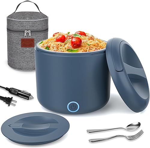 Miniatura 1 de Fiambrera eléctrica calentadora de alimentos, 1.2L41 onzas para adultos, calentador de alimentos portátil de 12 V24 V110 V para automóvil, camión,