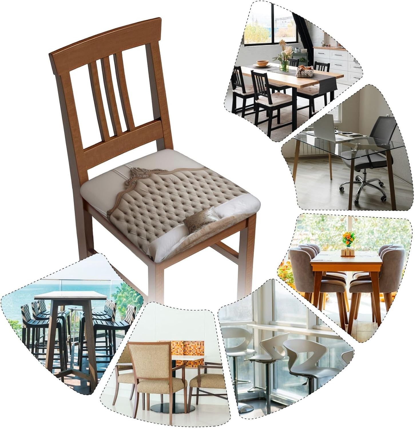 Six Piece Chair Covers Seat Set Headboard Backdrop Elastic Dining Chair Cover Washable Chair Seat Protector Soft Removable Stretch Slipcover for Dining Chairs Covers