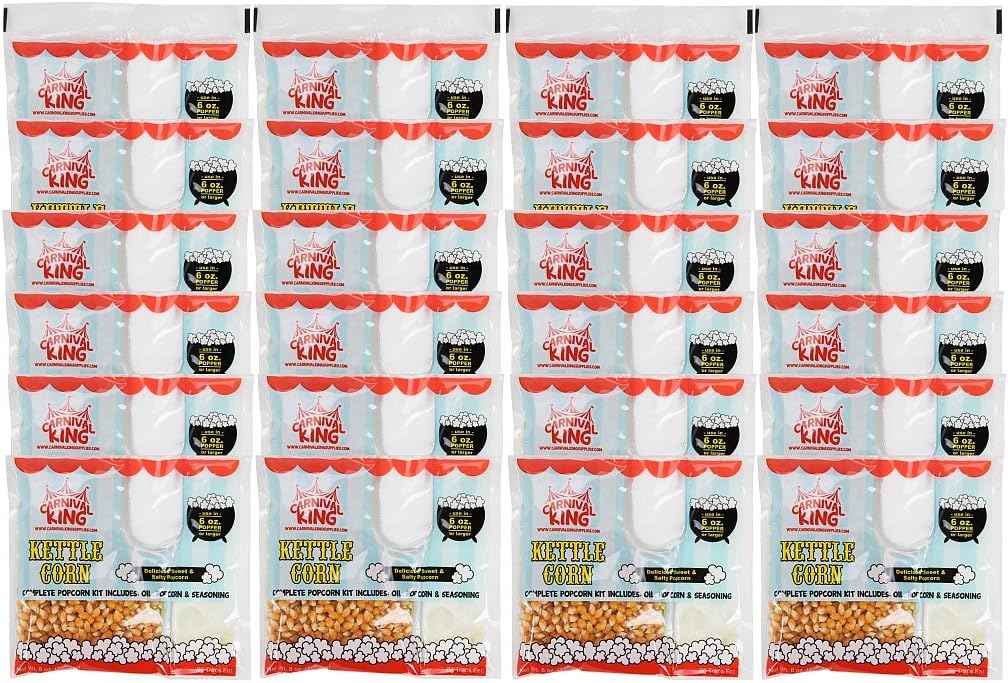 King All-In-One Kettle Corn Popcorn Kit for 6.1 oz. Popper - 24 Case