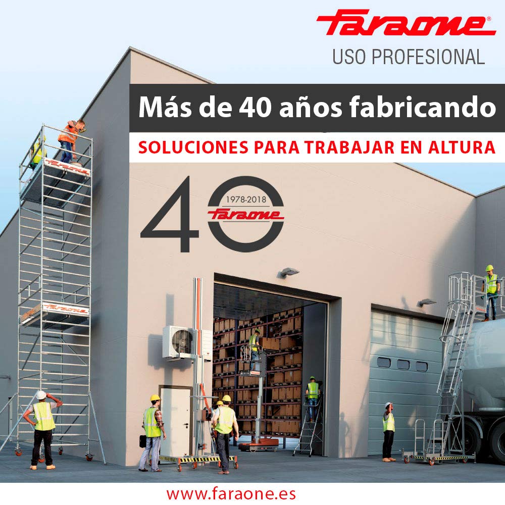 Faraone - Escalera de Aluminio EN944-4 peldaños - Escalera de Tijera Profesional - 165x46x15 cm - con Bandeja Portaobjetos y Barandilla - Peso soportado de hasta 150 kg