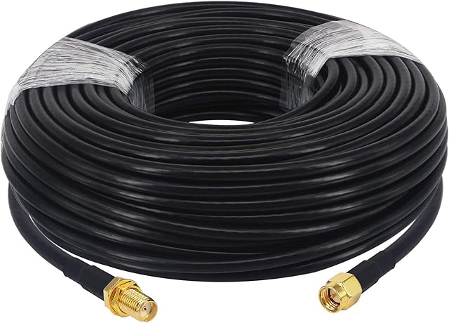 BOOBRIE 25M WiFi Antenna Cable SMA Male to SMA Female Cable RG58 50 Ohm SMA Male to Female Coaxial Pigtail Jumper Cable for 2G 3G 4G LTE Low Loss WiFi Antenna Wireless LAN Router GPS RF Radio Use
