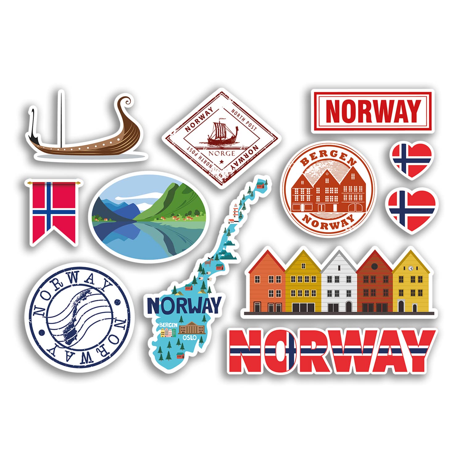 A5 Sticker Sheet Norway Vinyl Stickers - Norwegian Map Country Holiday Flag Travel #78471