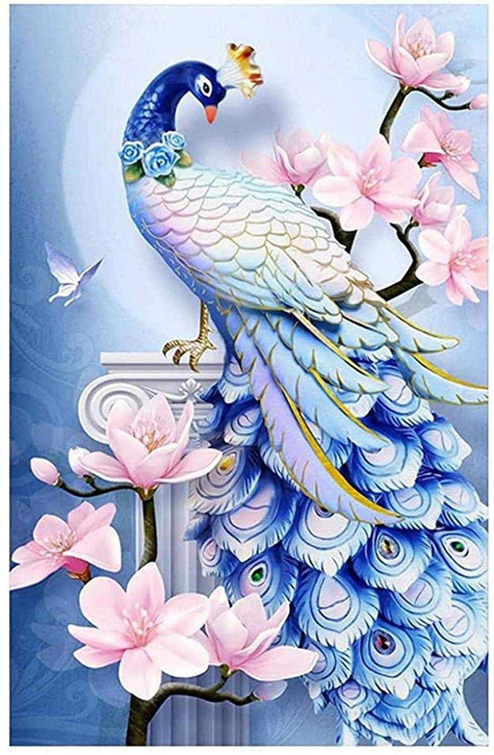 DIY Cross Stitch Needlework Kits for Adults Painted Flower Peacock 11CT Stamped Cross-Stitching Supplies Kits Printed Pattern Fabric Embroidery Needlepoint Crafts 16x20 inch