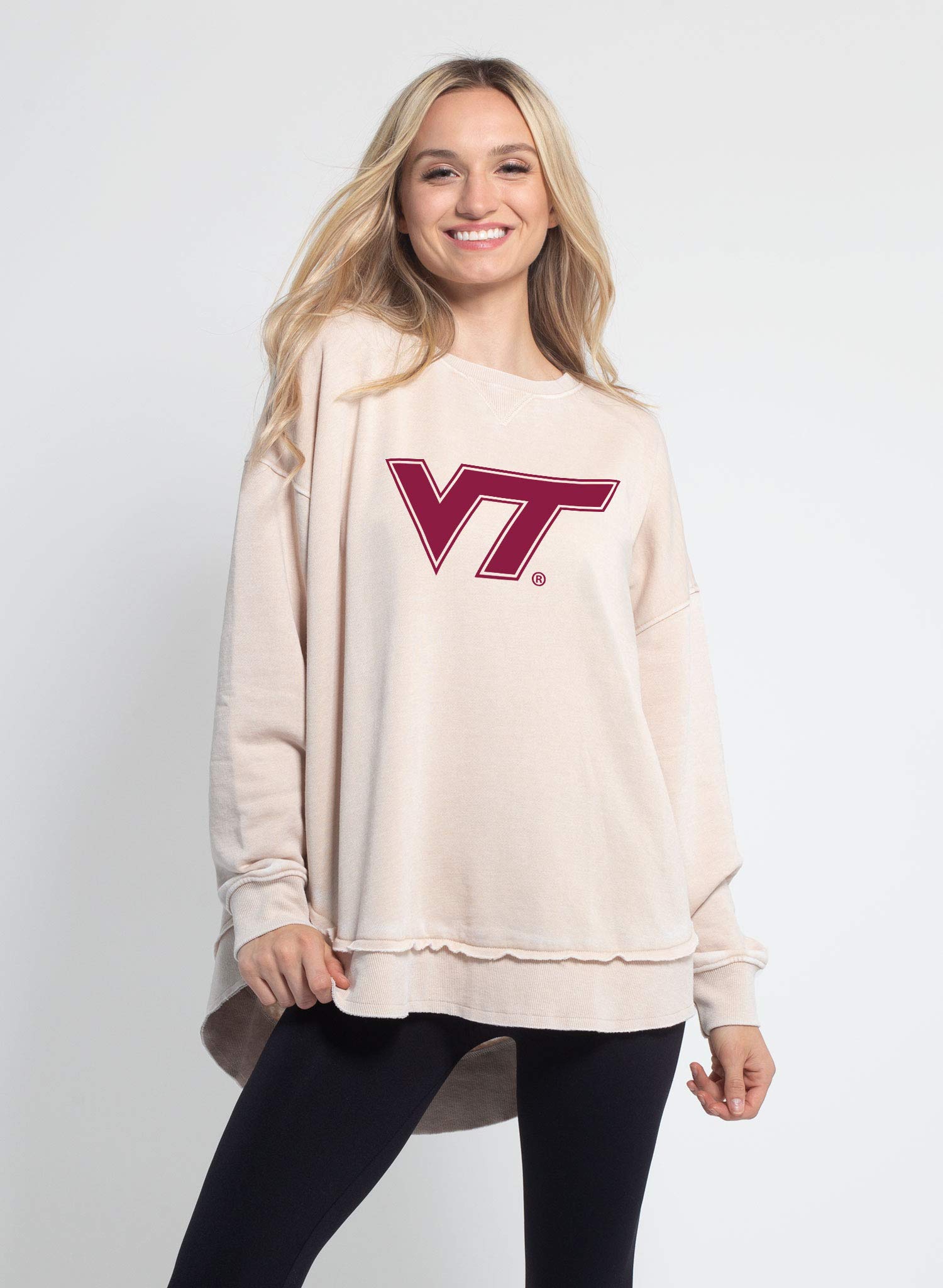 Chicka-d NCAA Virginia Tech Hokies Womens Pullover Sweatshirt, Oatmeal, X-Large