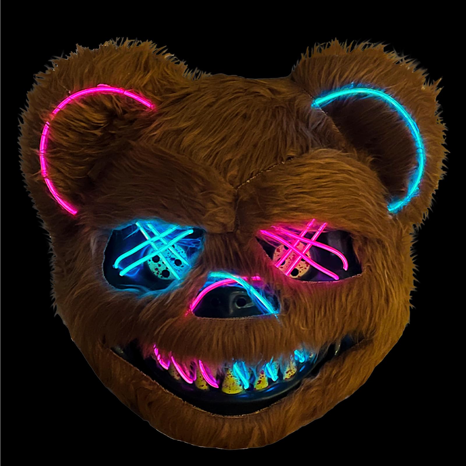 Maska halloweenowa z horroru, maska niedźwiedzia, maska cosplay na Halloween, bal przebierańców, Cosplay, idealna na karnawał, (lodowy błękit + różowa)