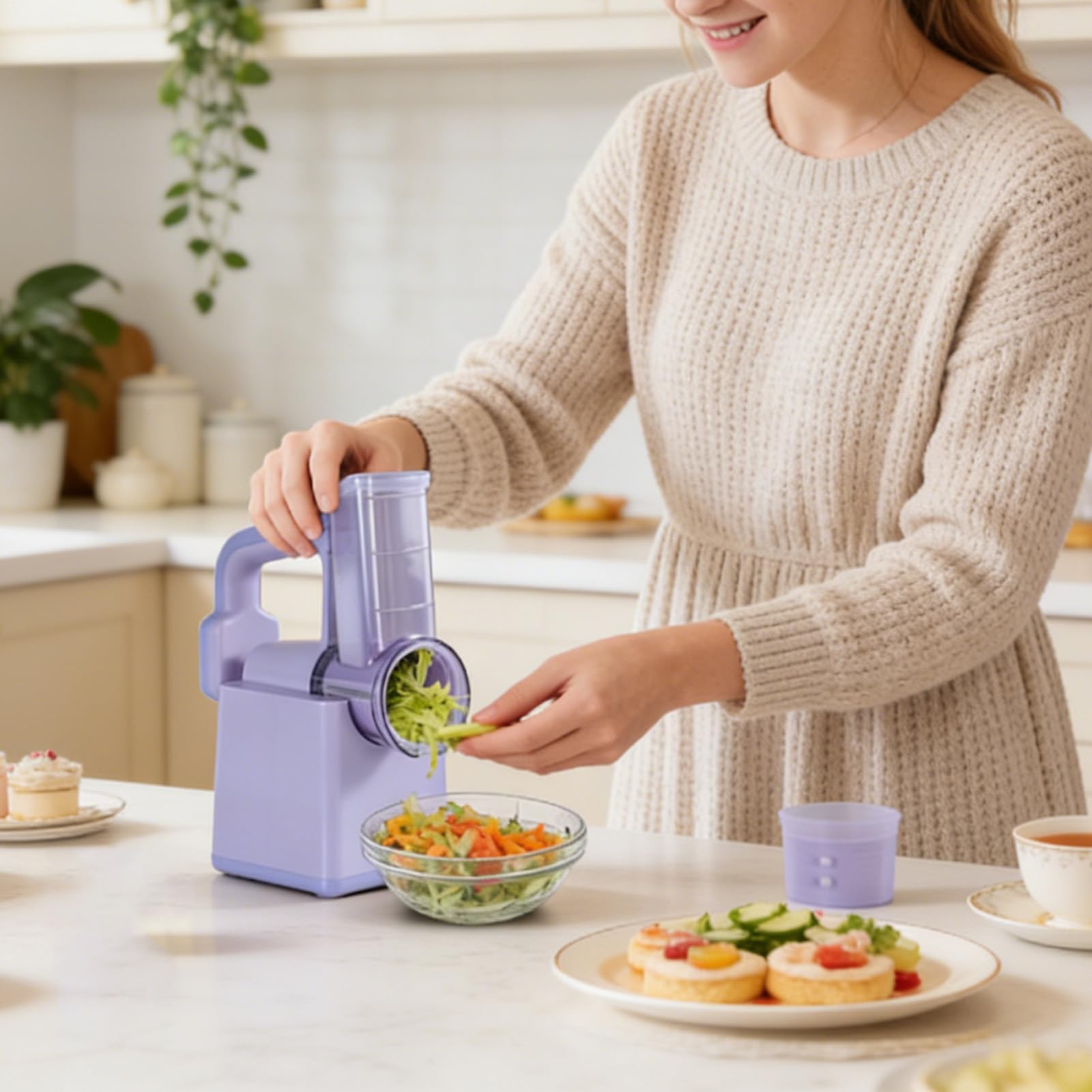 Affettatrice Elettrica per Verdure Affettatrice Multiuso Rapida e Grattugia