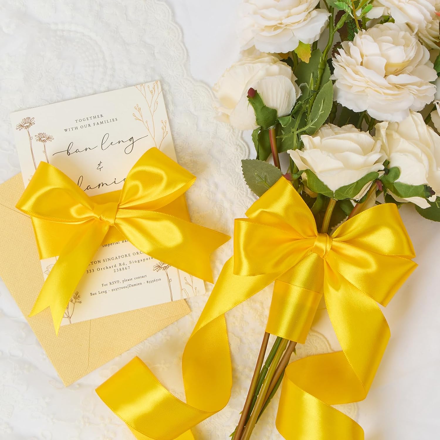 Yellow Satin Ribbon 1-1/2 Inches, 50 Yards thumbnail