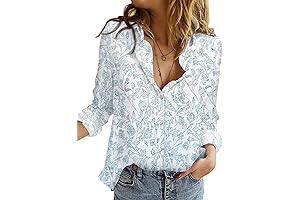 Stylish V-Neck Roll-Up Sleeve Blouse: Elevate Your Wardrobe