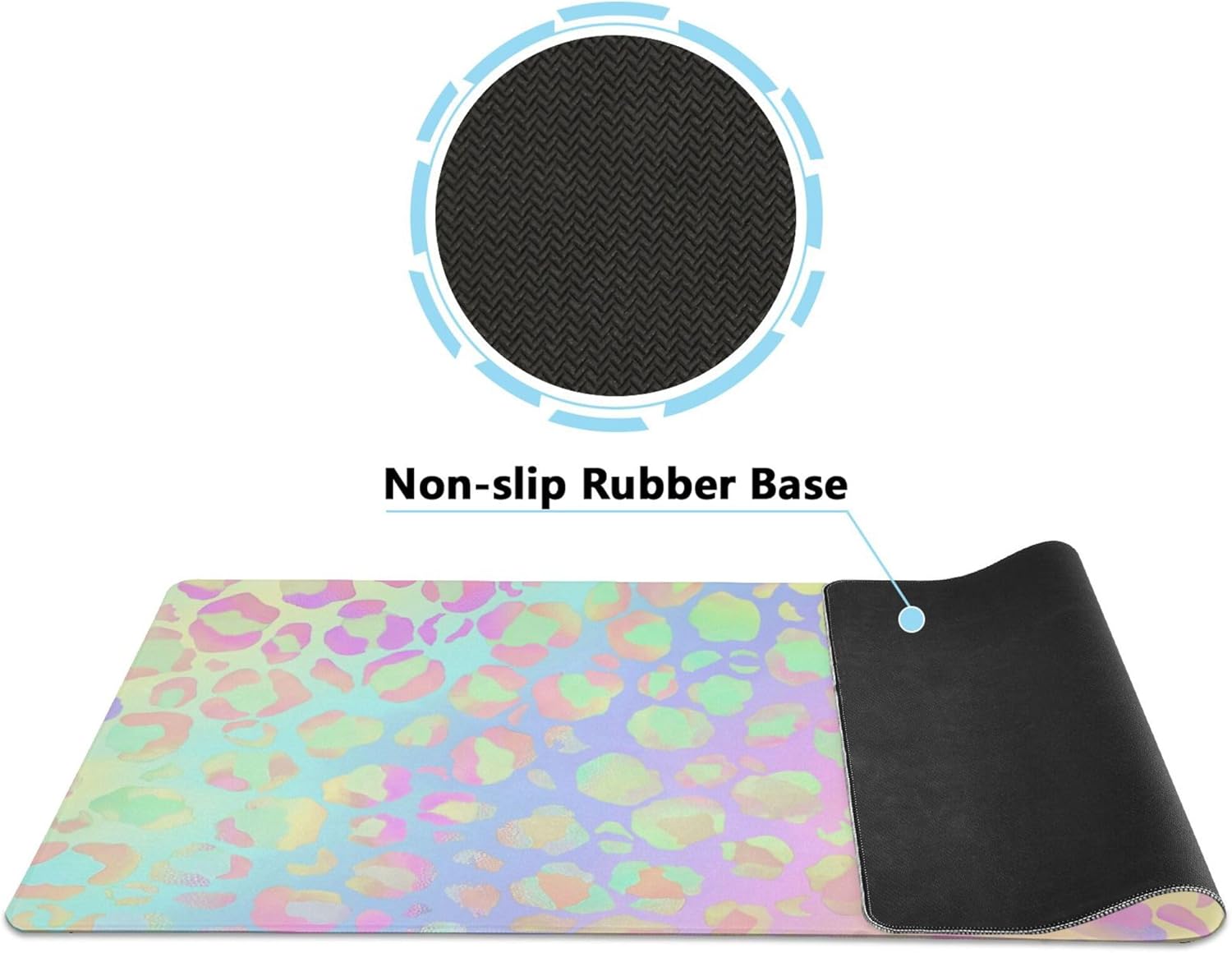 ALAZA Rainbow Leopard Print Rose Gold Cheetah Large Gaming Mouse Pad Big Mousepad Mice Keyboard Mat with Non-Slip Rubber Base for Computer Laptop Home & Office, 35.4 X 15.7 inch