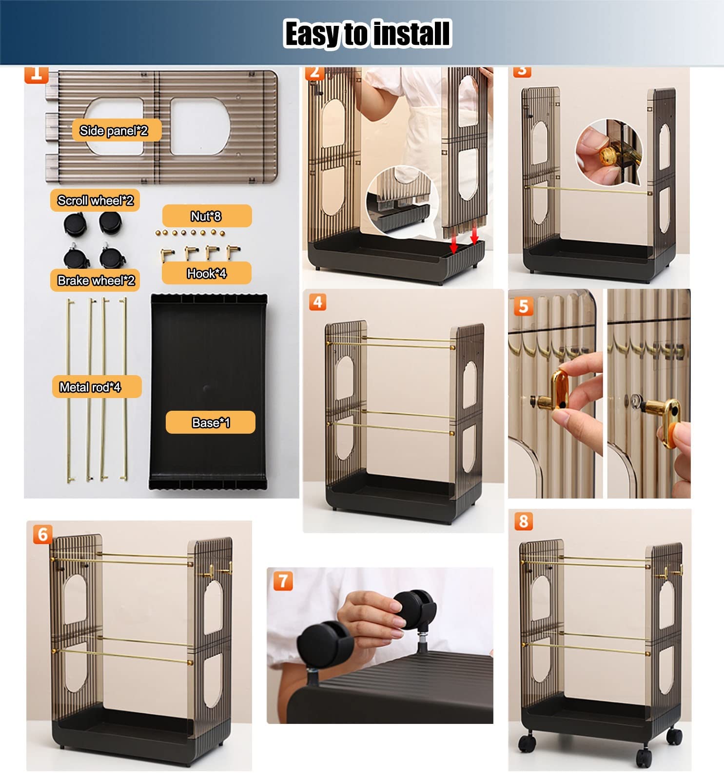 Sostenedor de la Alfombra de Yoga con Las Ruedas y los Frenos, Organizador de Almacenamiento de Entrenamiento para Mancuernas y Rodillos de Espuma - Home Gym Equipment Stand