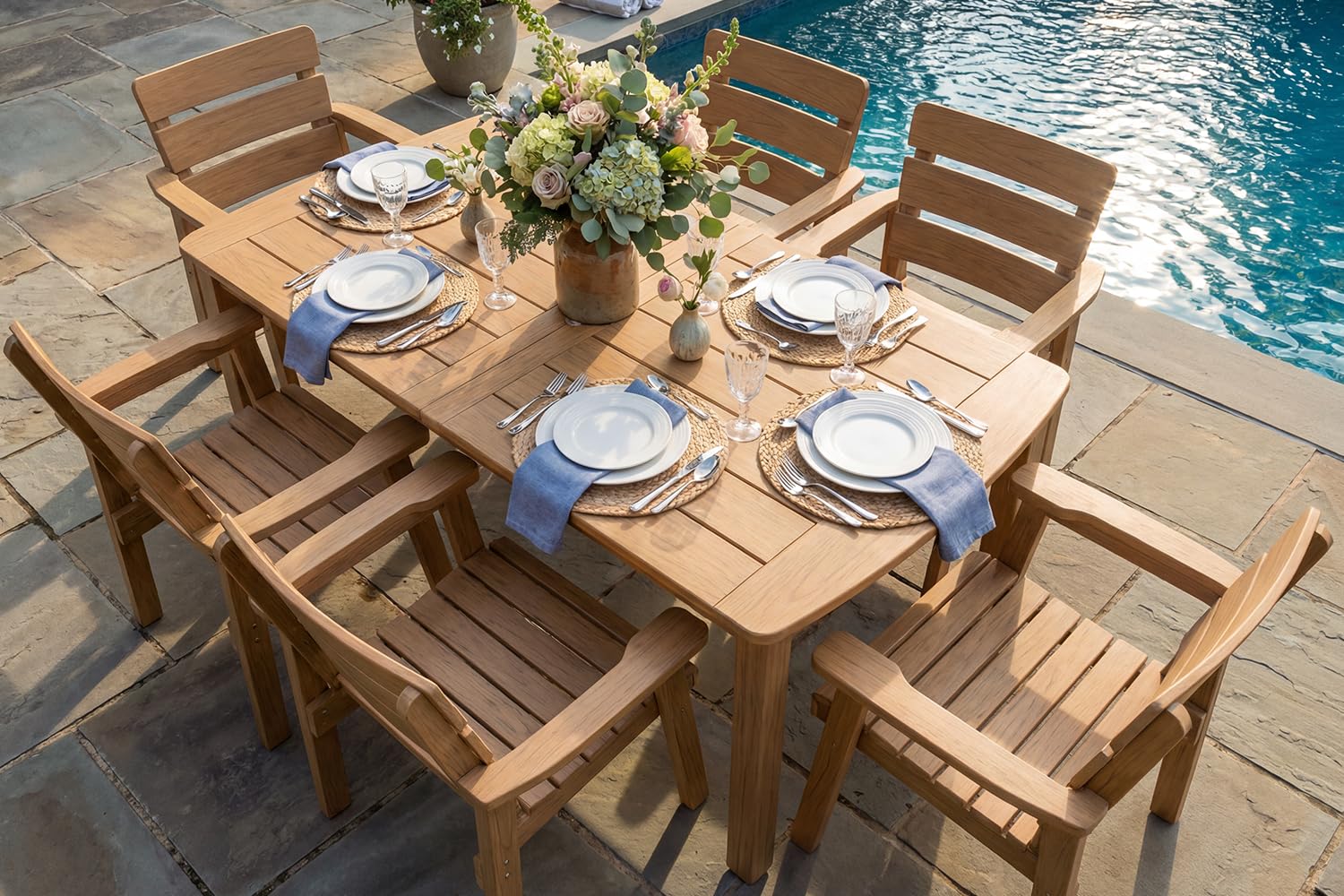 7-Piece Outdoor Dining Set with Umbrella Hole