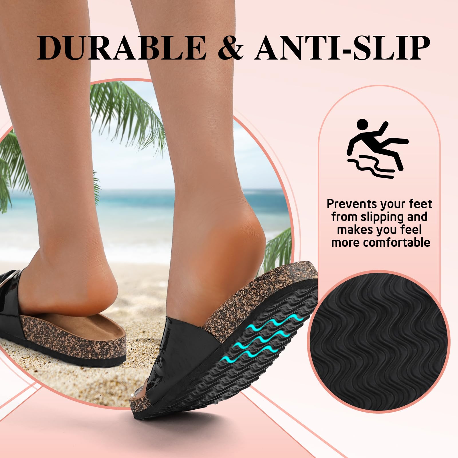 Jifenkla Pantofole da donna Cozy, Ciabatte Donna Estive Sandali, Estate antiscivolo Infradito da Spiaggia Slide, All'Aperto da Acqua Mare Regolabile Fibbia Punta Aperta Regolabile Slide