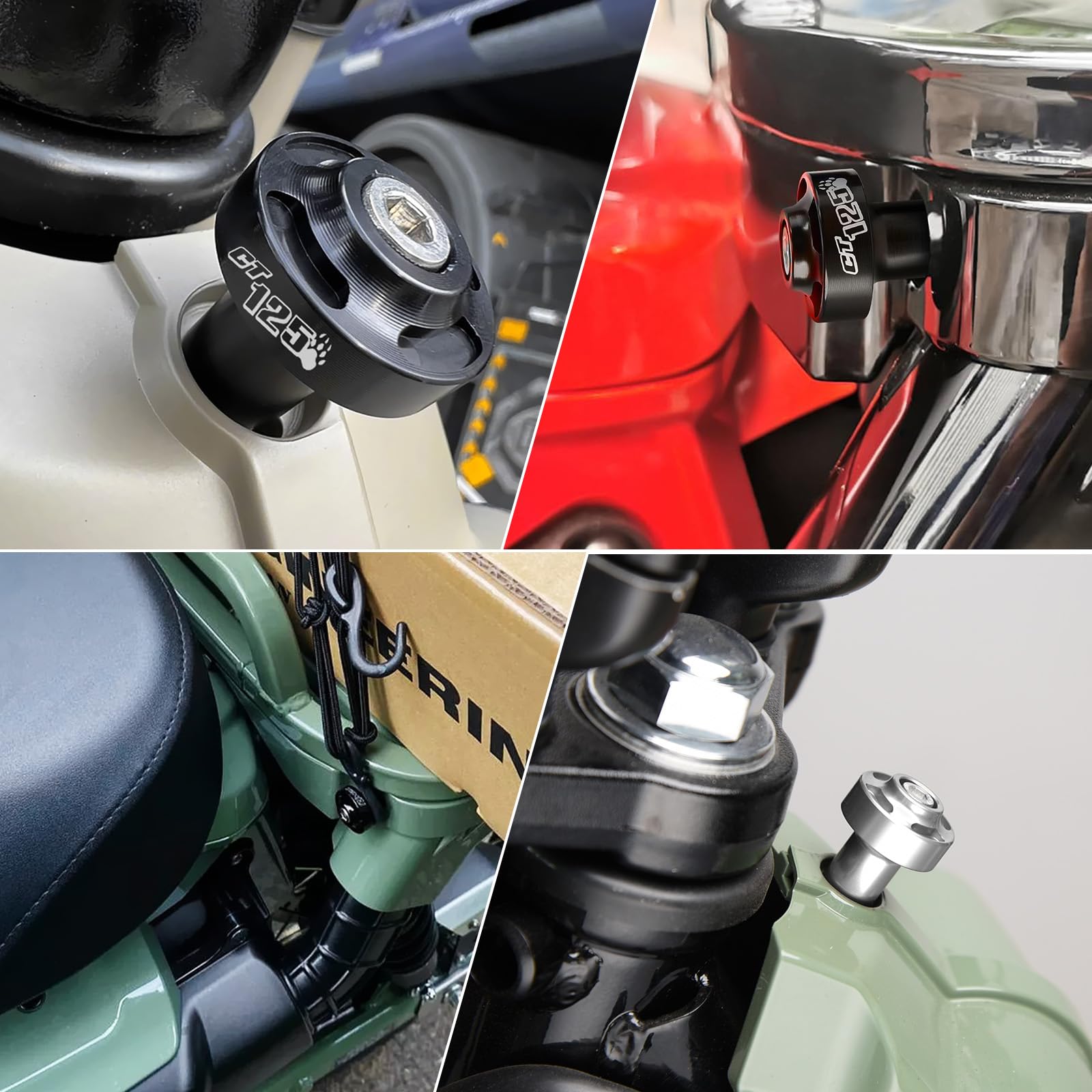 Hak motocyklowy, CT125, uchwyt na kask, aluminiowy hak na kierownicę, kompatybilny z Honda CT125 Trail 125 Hunter Cub akcesoria 2020-2025, JA55/JA65 (czarne logo CT)