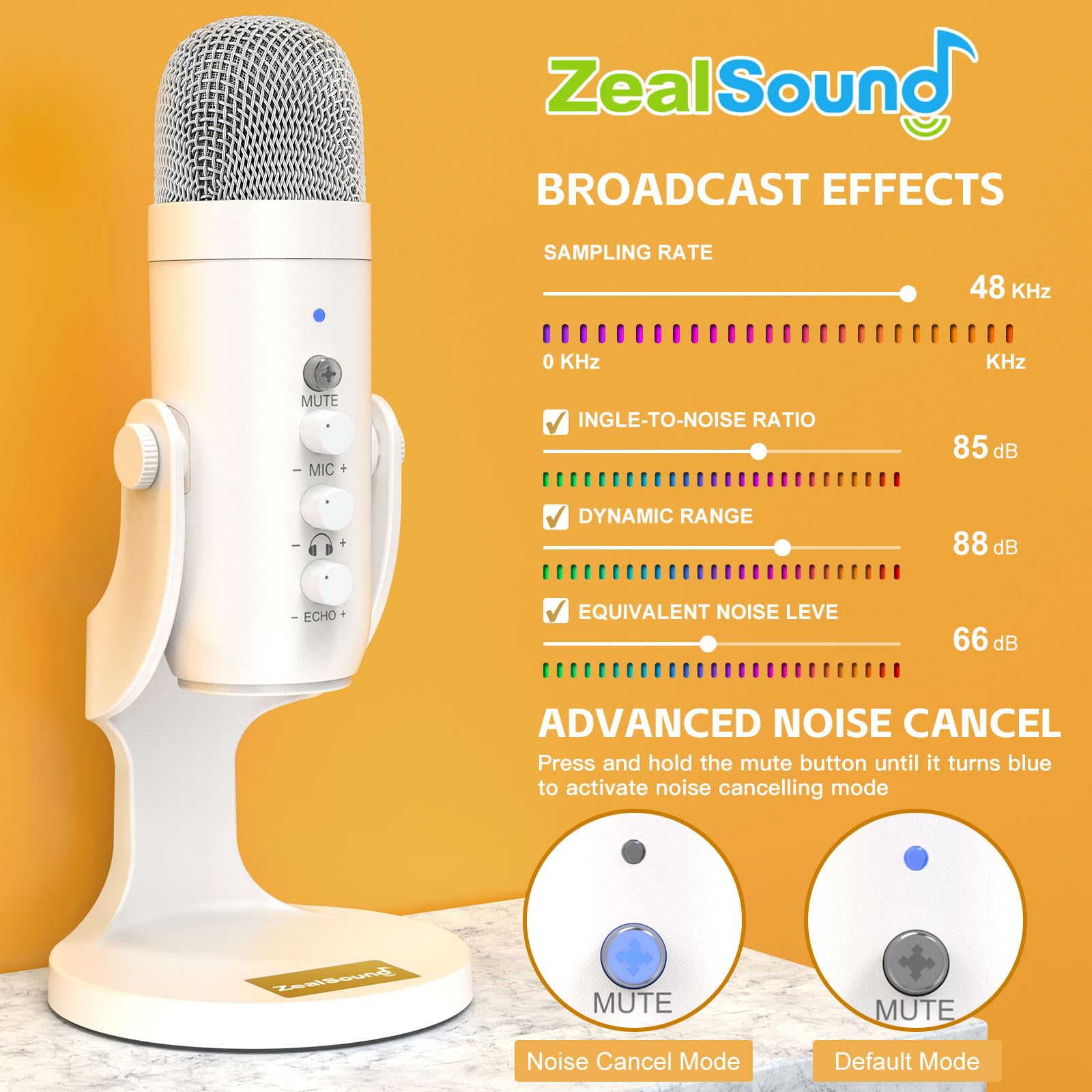 Zealsound USB Podcast Microphone with Noise Reduction, Mute, Echo & Gain, Works with PC, Mac, iPhone, Android, PS4/PS5 - Image 4