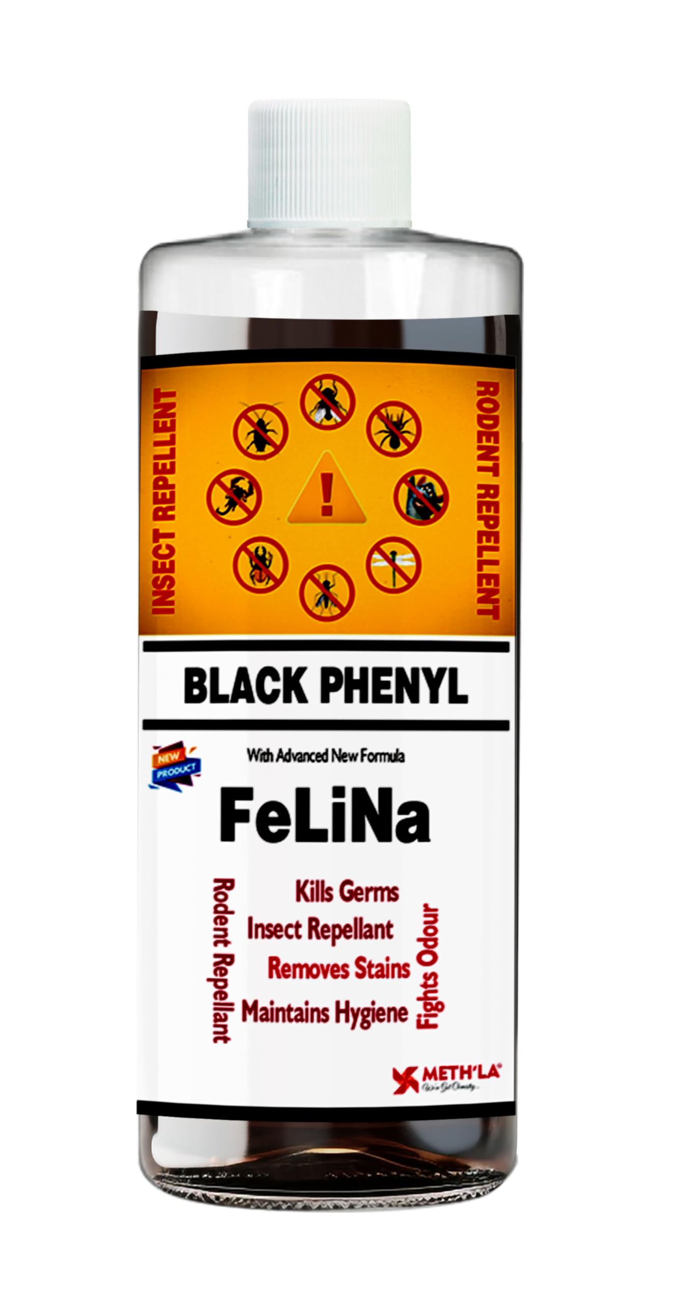 Methla | Felina Black Phenyl | New Advanced Formula | Insect & Rodent Repellent | Human Safe | Phenyl Concentrate | Pleasant Odour (B0C39CSW5L) Amazon Price History, Amazon Price Tracker