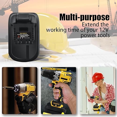 Miniatura 7 de Adaptador de batería para herramientas eléctricas DeWalt de 12 V, adaptador DM18DW12 para DeWalt 20V Convertir a batería de litio DeWalt 12V, para