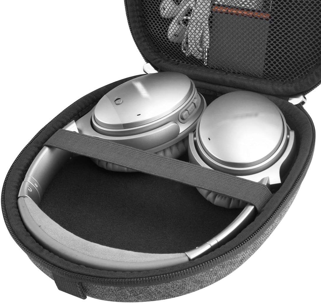 Linkidea Headphones Carrying Case Compatible with Bose QC Ultra II/45/35/SE, AE2w, AE2i, AE2, Protective Hard Shell Travel Bag with Cable, Charger Storage (Dark Grey) - Image 5