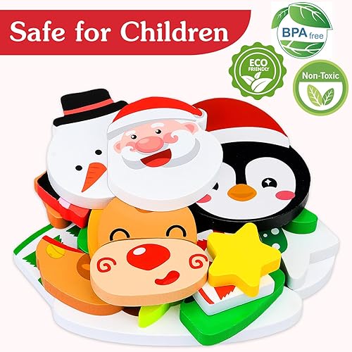 Miniatura 4 de Montessori Toys Rompecabezas de Navidad para niños pequeños 6 paquetes de rompecabezas de madera para niños pequeños de 1 a 3 años - Juguetes