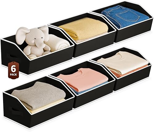 Miniatura 15 de Organizadores grandes de armario y contenedores de almacenamiento - 8 paquetes de cestas de almacenamiento trapezoidales para estantes, cestas de