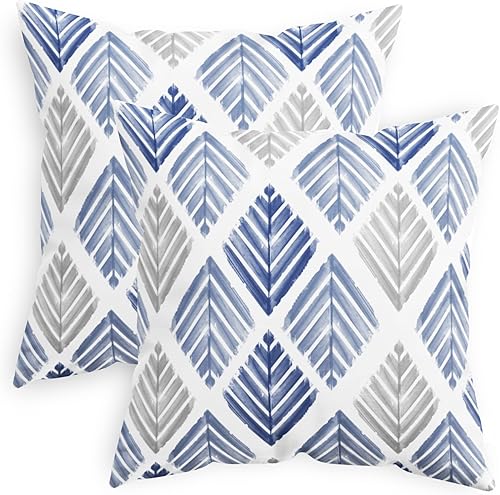 CaliTime Juego de 2 fundas de almohada decorativas de vellón de dos tonos con diseño geométrico de hojas de árbol para sofá, cama, decoración de CaliTime Juego de 2 fundas de almohada decorativas de vellón de dos tonos con diseño geométrico de hojas de árbol para sofá, cama, decoración de