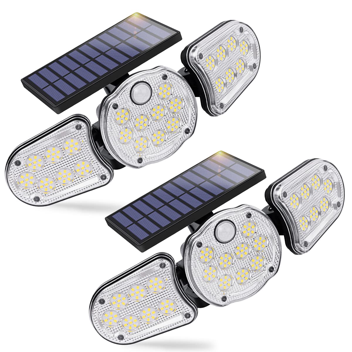 Kurifier Solar Outdoor Lights, 161LED Bright Flood Lights Outdoor, 3Head Motion Sensor Outdoor Lights Solar Powered, Adjustable Security Waterproof LED Solar Lights for Front Door Garage Yard 2Packs