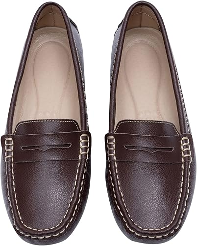 Miniatura 6 de Heydonic Mocasines para mujer, suaves, informales, para caminar, conducir, oficina, zapatos planos para barco, zapatos de cuero cómodos