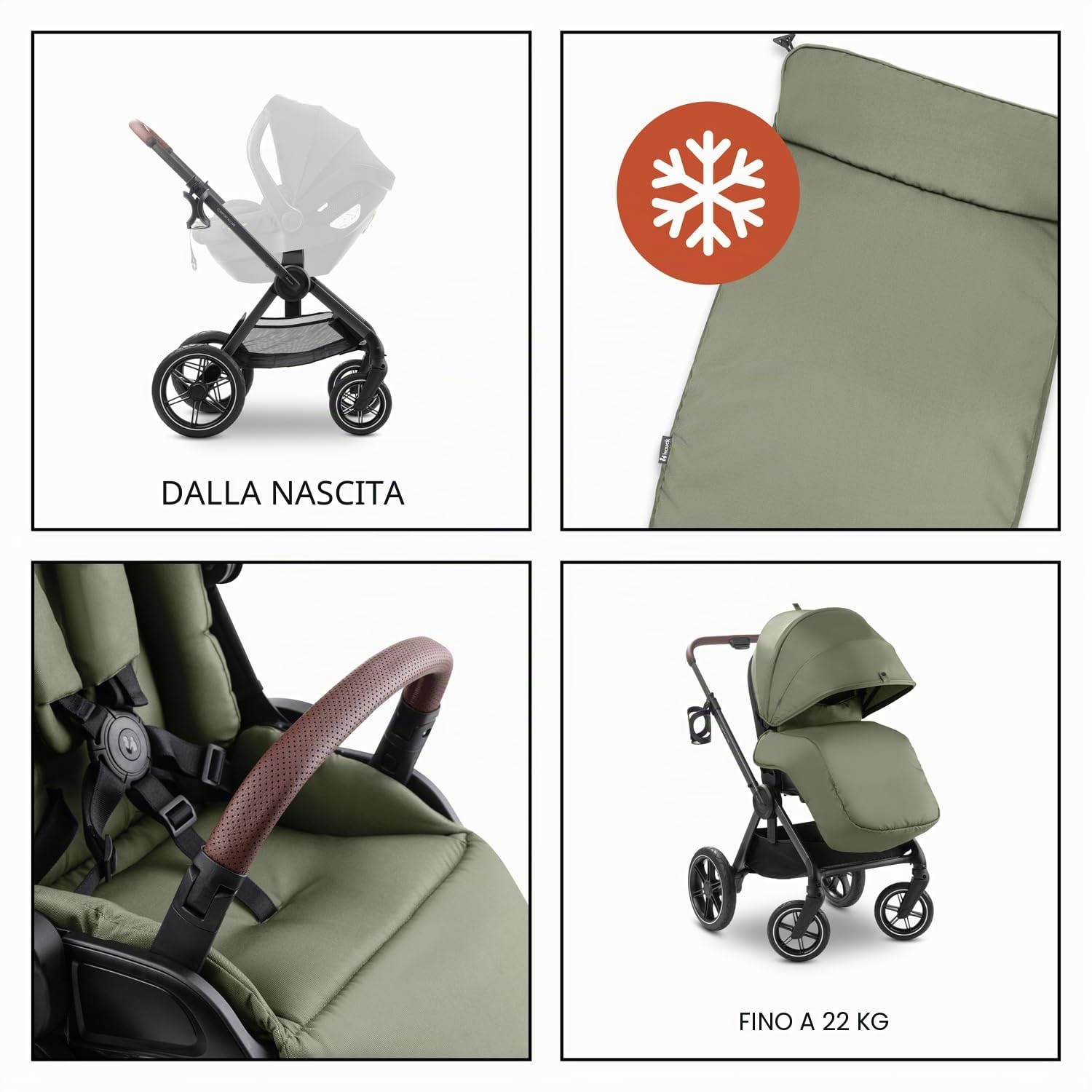 hauck Passeggino con Coprigambe e Portabevande, Comfort N Care Olive