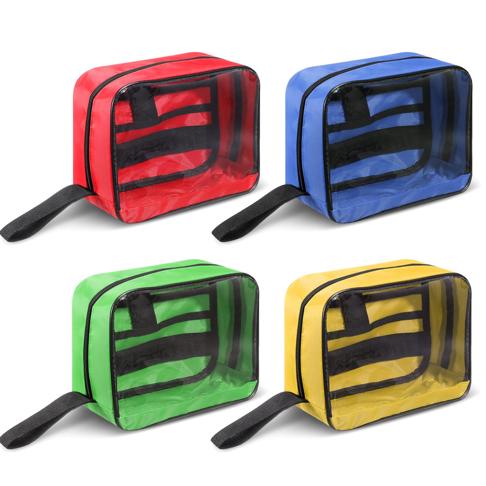 4 pcs first aid bag color coded first aid pouch empty zippered bag with transparent window medical organizer emergency medical kit accessory for home outdoor supplies, 9 x 7 x 4 inch