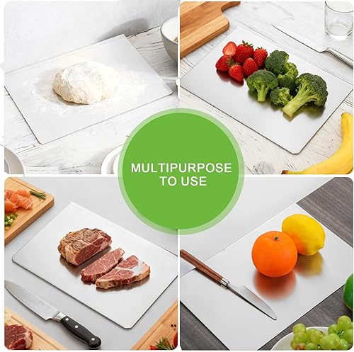 Miniatura 4 de Patelai 2 tablas de cortar de acero inoxidable para la cocina, tabla de cortar de acero inoxidable de 15 x 1212 x 8 pulgadas, con 4 almohadillas