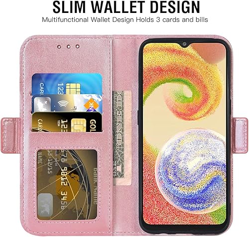 Miniatura 9 de Asuwish Funda de teléfono para Samsung Galaxy A04e con protector de pantalla de vidrio templado y soporte de cuero para tarjetas de crédito, soporte