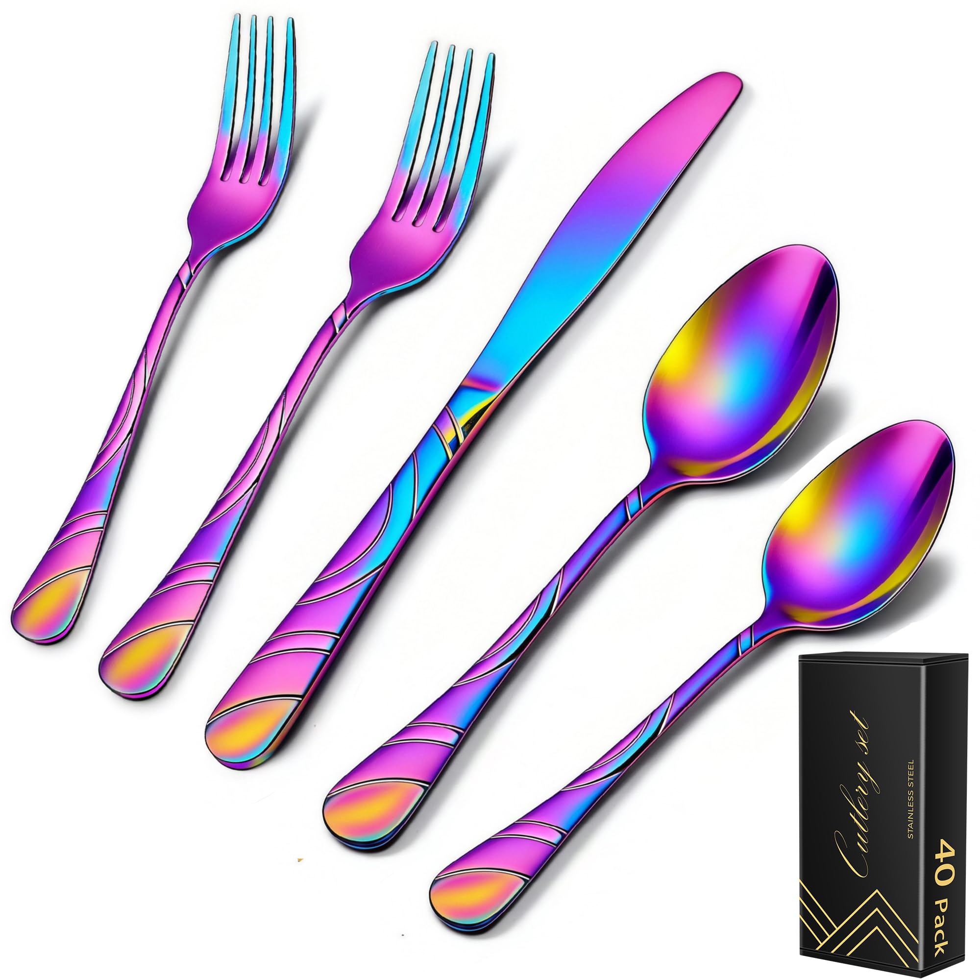 20-Piece Silverware Set for 4, 18/0 Frosted & Mirror Finish Stainless Steel Vintage Flatware Set, Modern Cutlery Set for Home Wedding Restaurant Housewarming Party Event Serving For 4 — Amazon image 11