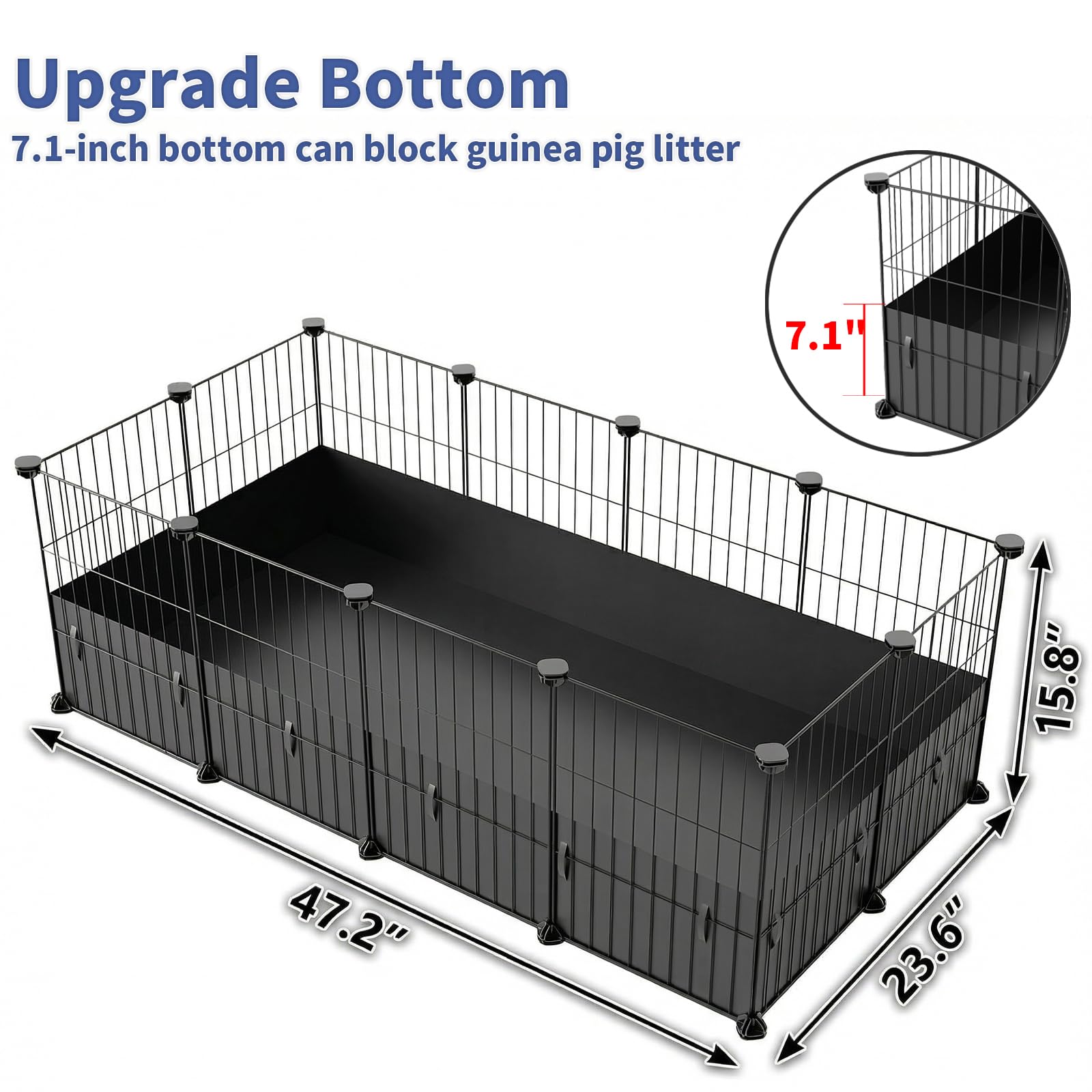 Oneluck Meerschweinchenkäfige für 2 Personen, mit wasserdichter Kunststoff-Bodenauskleidung, 2,4 m² Kleintierhaus, Stall für den Innenbereich, Laufstall für kleine Haustiere, Kaninchen, Schildkröte