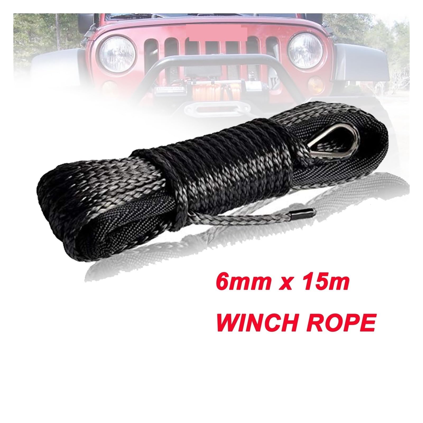 Lina Wyciągarki, 6mm x 15m Linie Wciągarki syntetyczne linie z akcesoriami samochodowymi(Oranje)