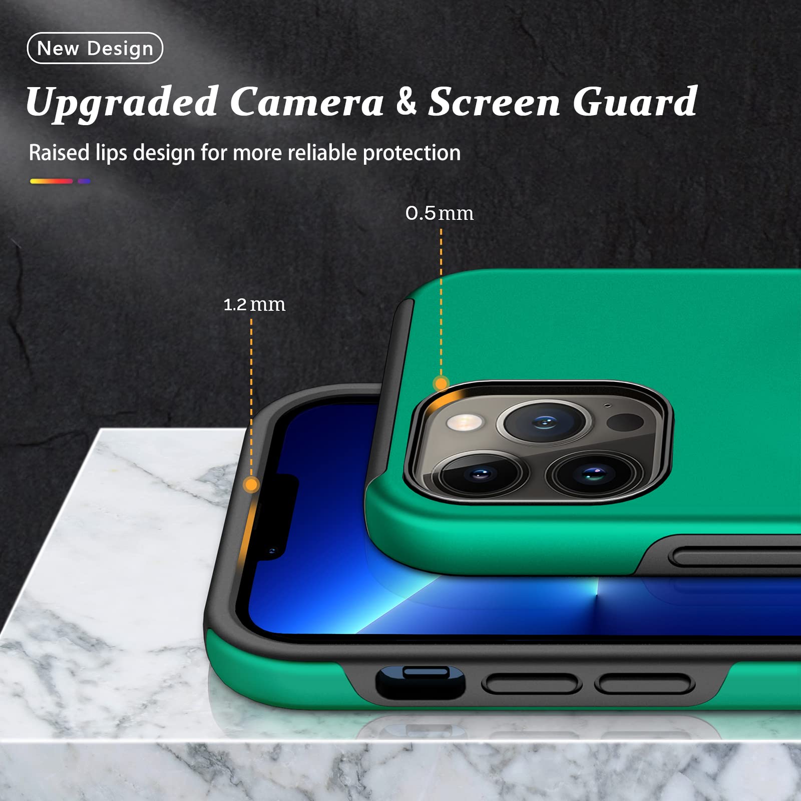 Coque Antichoc pour iPhone 13 Pro, [Anneau de Support magnétique] Coque de téléphone de qualité Militaire avec Support en métal renforcé intégré pour iPhone 13 Pro, Vert