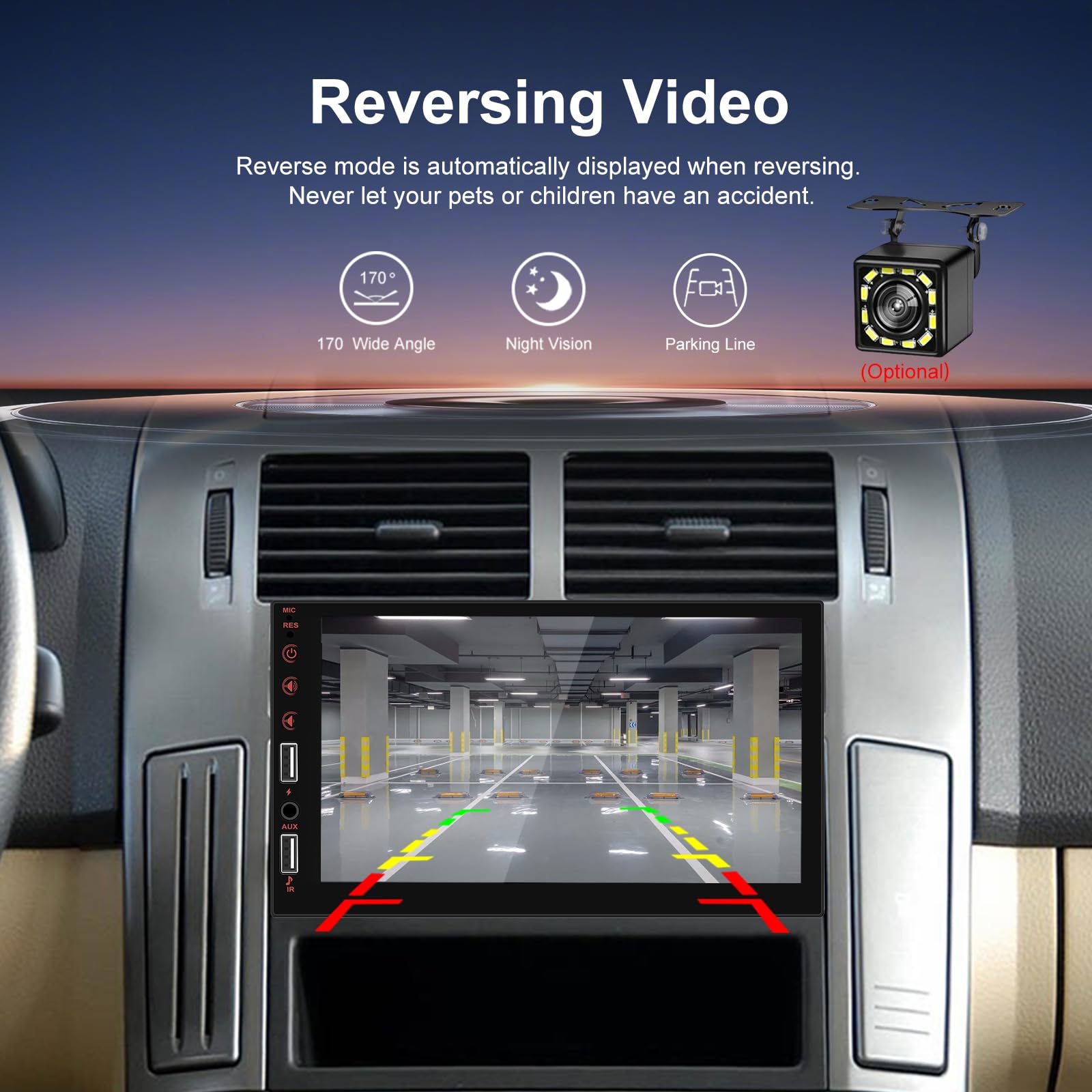 Autoradio 1 Din Wireless Carplay Android Auto con Schermo 7 Pollici Touch Display Auto Radio con Bluetooth Mirror Link per Android/IOS FM EQ USB AUX SWC Mic Retrocamera