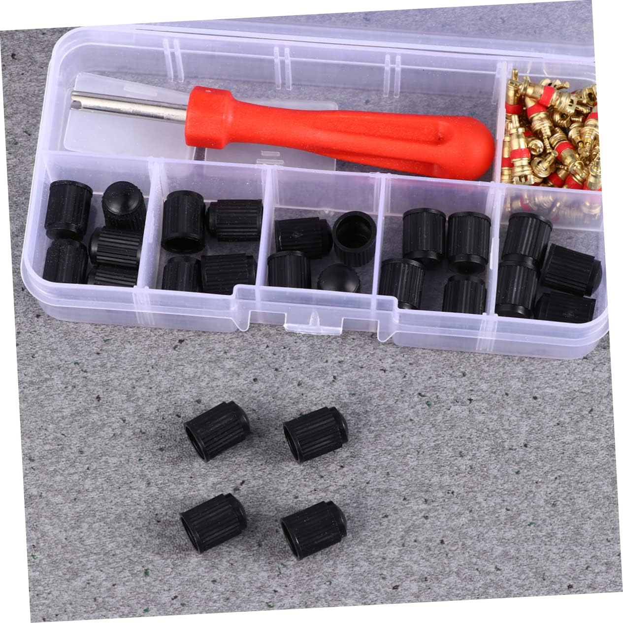 Zerodeko Universal Repair Tool 61pcs Valve Core Wrench Set Tire Valve Core Removal Tool for Trucks Bikes