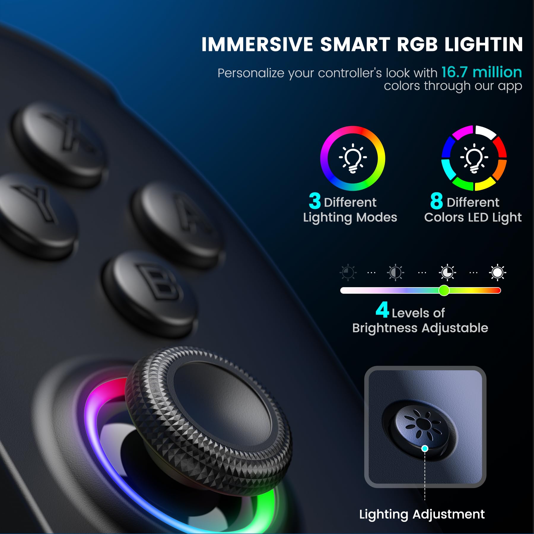 BEBONCOOL GAMING Switch Controller für Nintendo Switch 2, Bluetooth Remote für Handheld-Modus mit 1000mAh, Programmierbare, 6-Achsen-Gyro, Vibration, Turbo Großer Griff Switch 2 Controller JC400