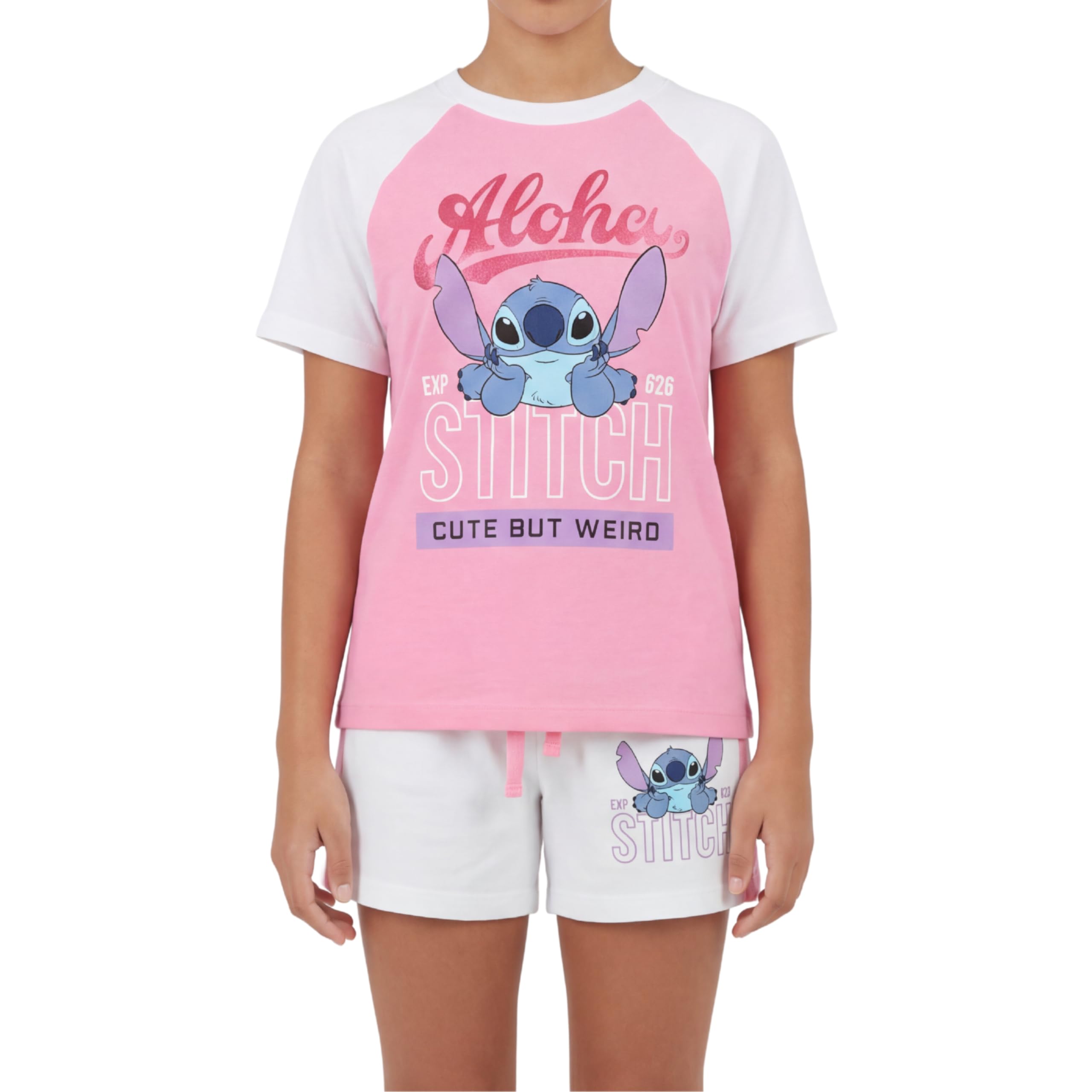 Disney Stitch T-shirt e Pantaloncini per Ragazze, Set da 2 Pezzi T-shirt a Maniche Corte e Pantaloncini, Taglie 8 ai 14 Anni