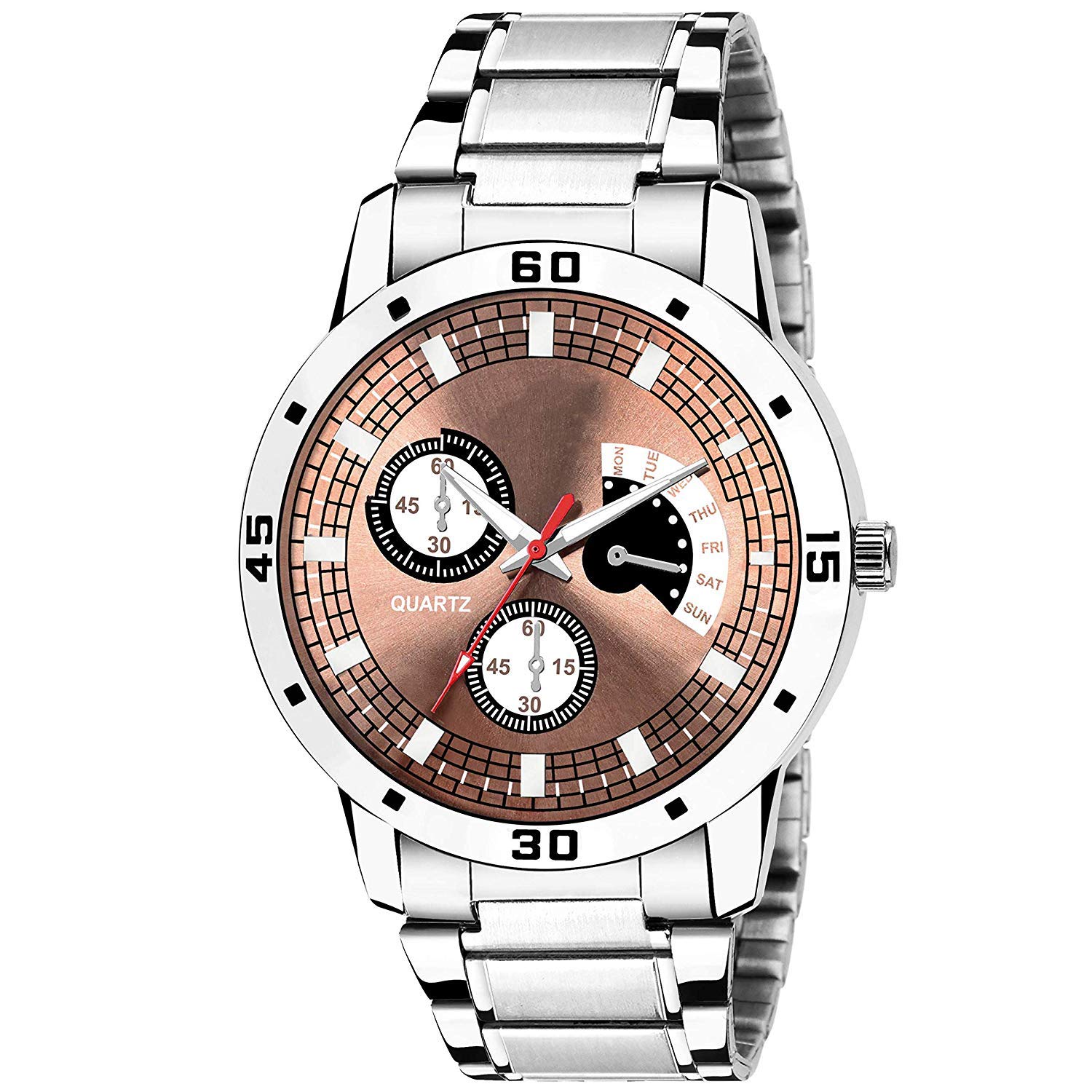 HORCHIS Casual Analog Brown Dial Mens Stainless Steel Watch-HORC_ENT_11225 (B08BG431XR) Amazon Price History, Amazon Price Tracker