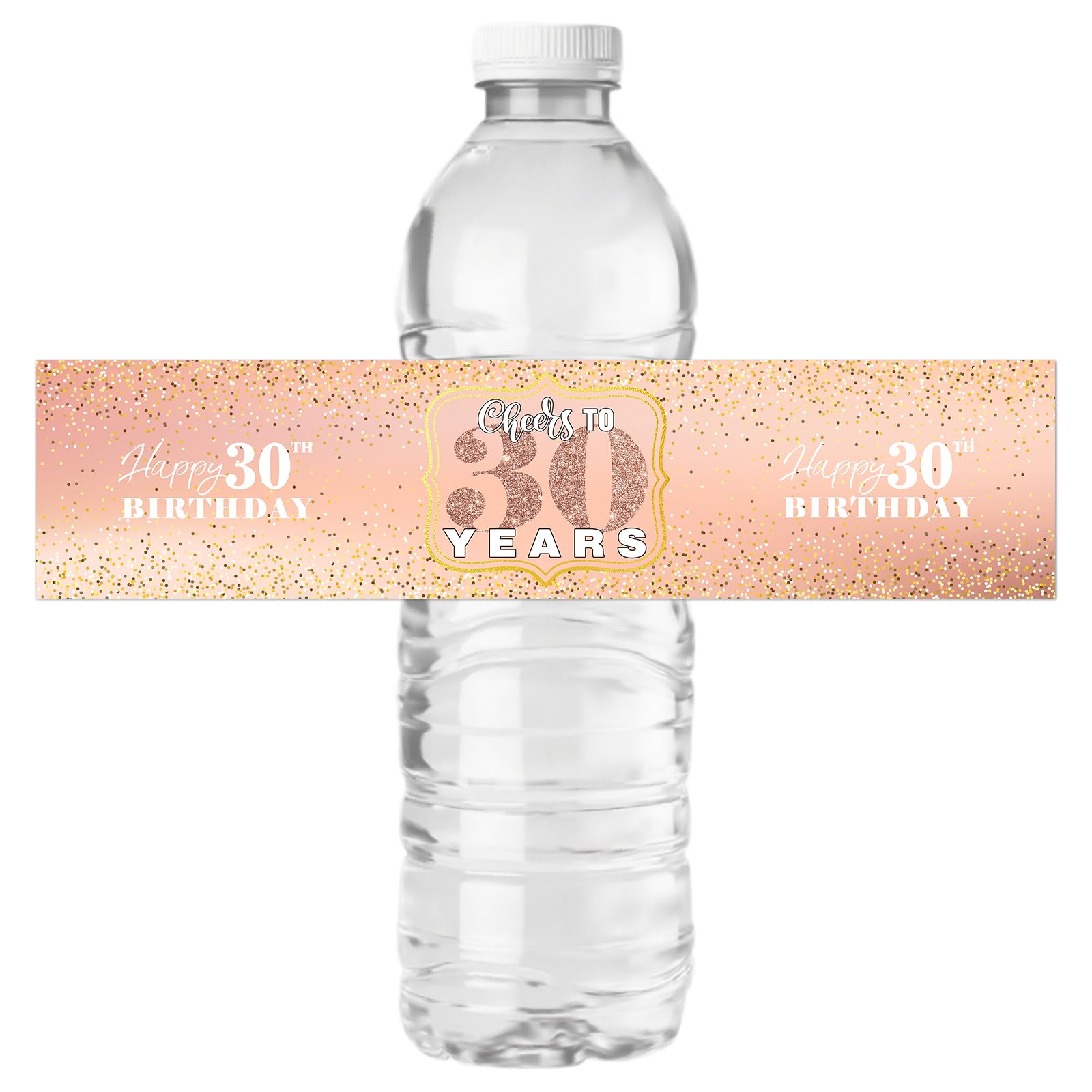 Happy 30th Birthday Bottle Labels Stickers Cheers to 30 Years Party Wine Bottle Wrappers 30 Birthday Anniversary Famliy Party Lables Favor Decoration Supplies Waterproof Rose Gold 32 Stickers