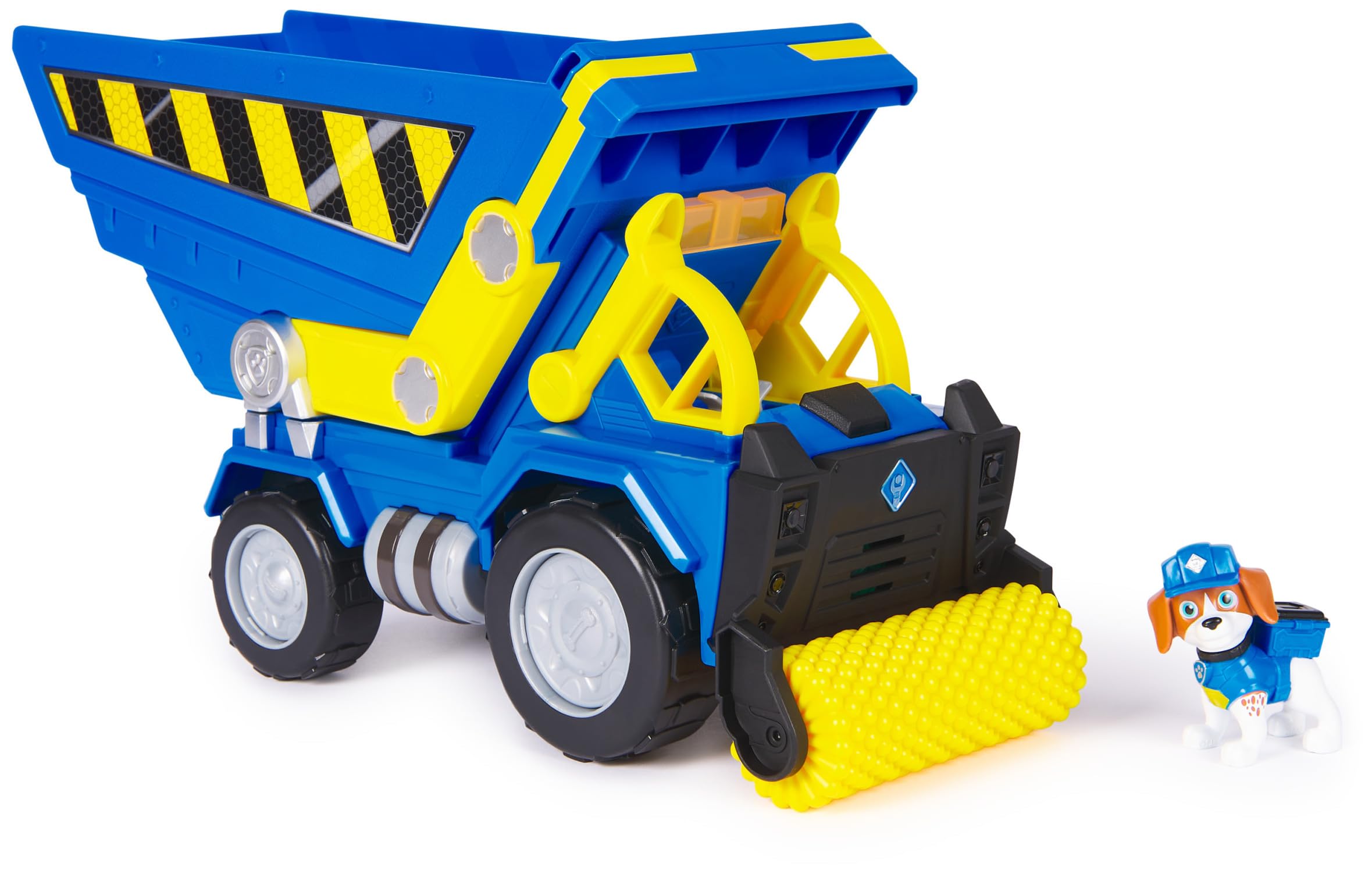 Rubble and Crew, Bark Yard Deluxe Dump Truck Construction Vehicle with Lights, Sounds and Wheeler Action Figure, Kids Toys for Boys and Girls Aged 3 and up