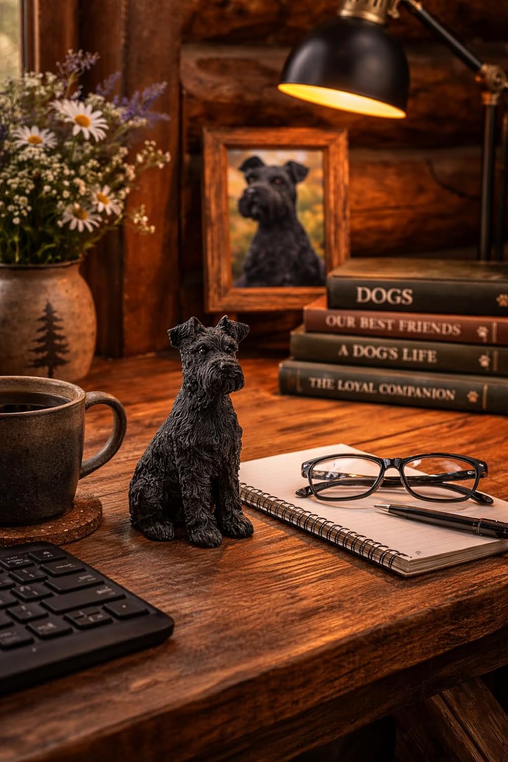 JFSM INC. Miniature Schnauzer Dog Figurine – 3-Inch Realistic Black Schnauzer Statue – Collectible Hand-Painted Pet Decoration – Perfect for Dog Lovers, Home Office Decor, Cake Toppers, and Gifts image 4