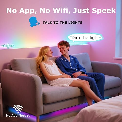 Miniatura 3 de Tira de luces LED AI para dormitorio de niños, tira de luz inteligente activada por voz sin conexión RGBW, no requiere aplicación, no requiere Wifi,