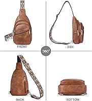 Vista 7 de Telena Bolso bandolera para mujer, bolso cruzado para mujer, cangurera de cuero vegano con correa ajustable