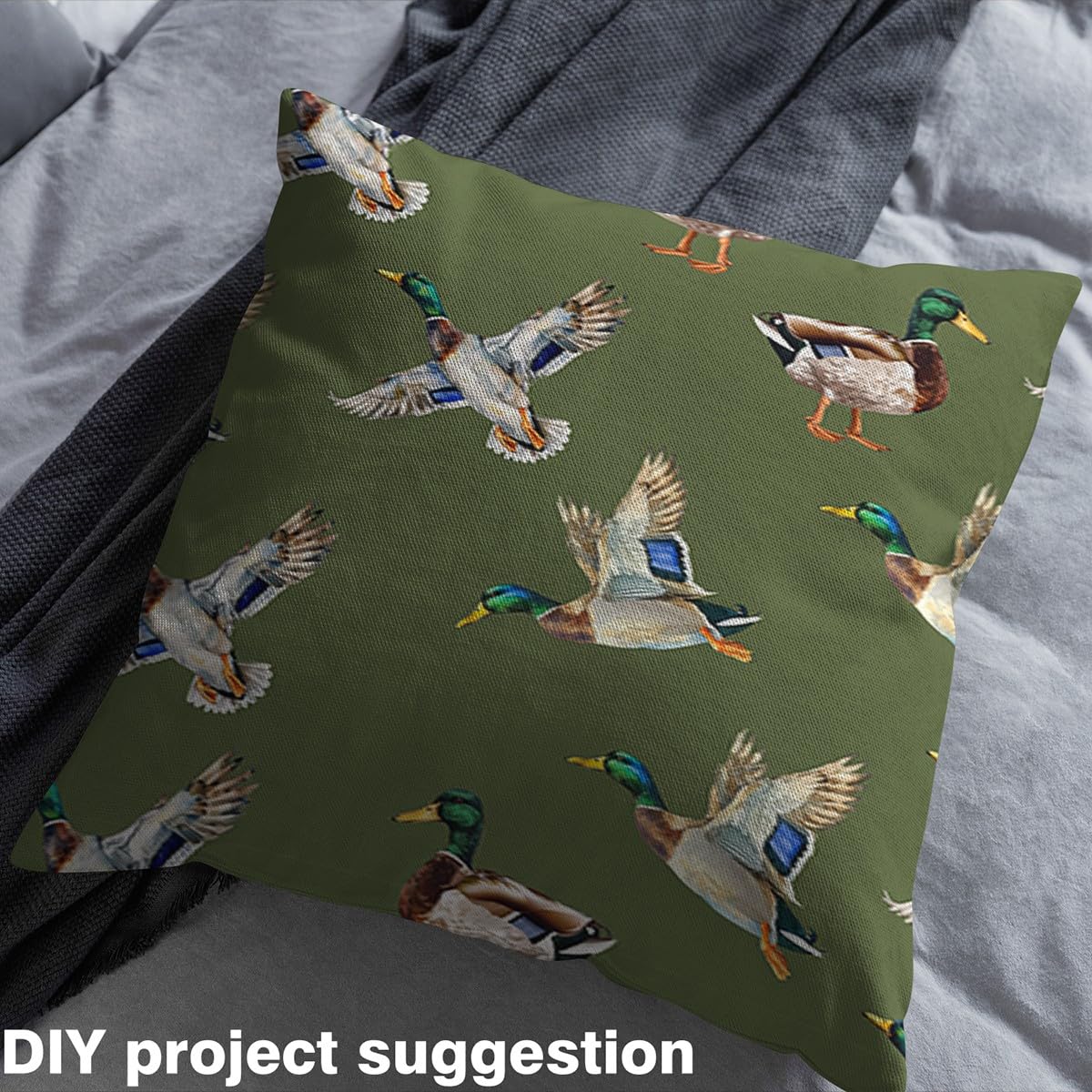 Homemissing Cute Mallard Duck Outdoor Tessuti Selvaggio Duck Caccia Decorativo Tessuto Impermeabile Adolescenti Caccia e Pesca 3D Animale selvatico per la sedias Verde 460x150cm