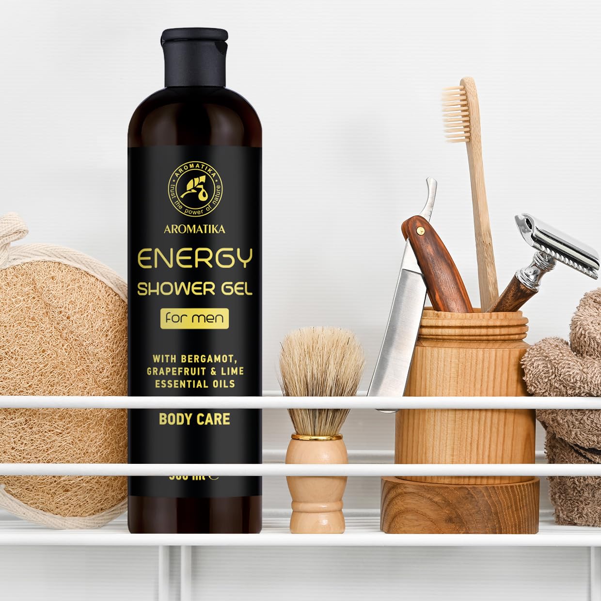 Shower Gel Energy 500ml, Shower Gel for Men, Gel with Bergamot Essential Oil, Grapefruit Essential Oil, Lime Essential Oil - Image 4